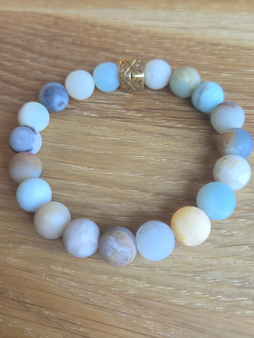 Amazonite Beaded Stretch Bracelet | Handmade - Picture 3 of 12